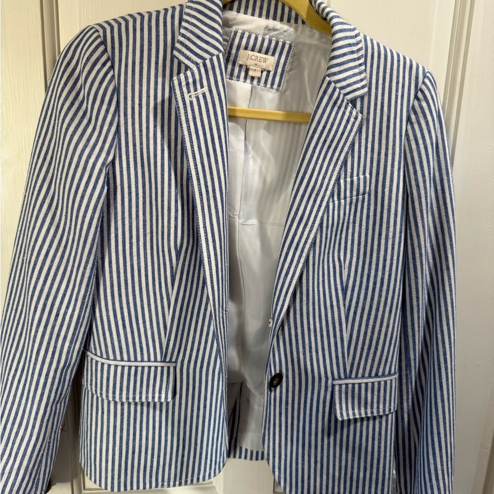 J. Crew Navy and White Striped Blazer